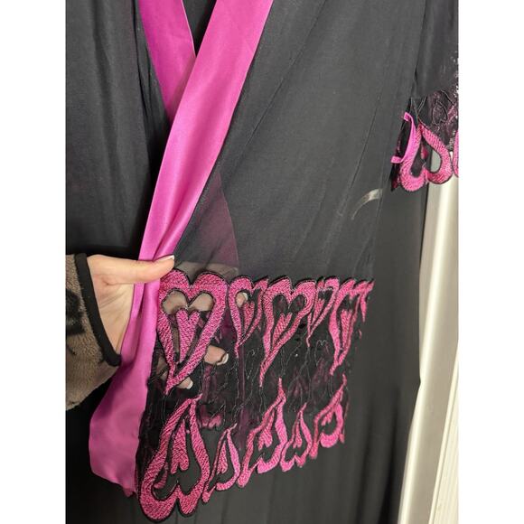 Roma Confidential black pink sheer heart Robe Size S/M indie whimsigoth coquette - Picture 6 of 8